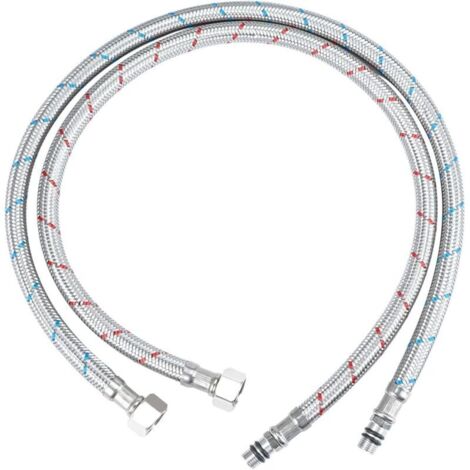 2 Pièces Tuyaux de Raccordement, Flexibles de Robinets G3/8 x M10, Tuyaux de Robinet de Cuisine Tressés en Acier Inoxydable Longueur de Tube 50cm