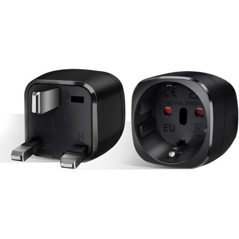 【2 Pieces】 UK Plug Adapter, France to UK Travel Adapter, Plug Adapter for Ireland, England, Scotland, Dubai, Malta, Type G Adapter (Black)