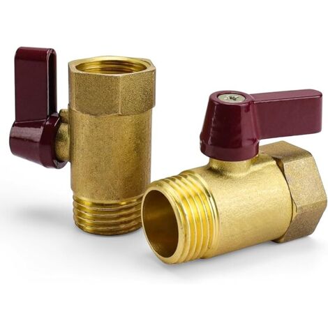 2 Pièces Vanne 1/2 Pouce en Laiton, Robinet à Tournant Sphérique, Vanne Métallique avec Filetage Interne et Externe, Résistant à la Corrosion pour Cuisine et Toilettes