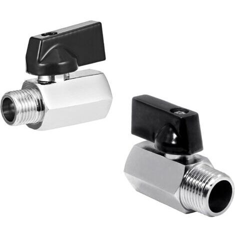 2 Pièces Vanne 1/4, DN8 Robinet Boisseau Sphérique, 1/4 Pouce Filetage Intérieur et Extérieur Vanne Métallique Mini, avec Poignée pour Conduites D'eau, D'huile, de Gaz