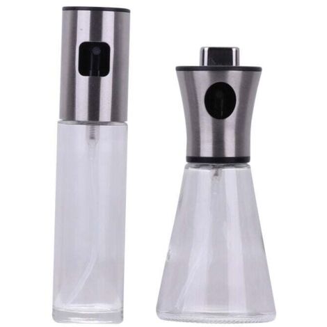 2 pièces Vaporisateur d'huile en acier inoxydable verre cuisine friteuse à air domestique vaporisateur d'huile pot d'huile comestible vaporisateur brouillard d'atomisation