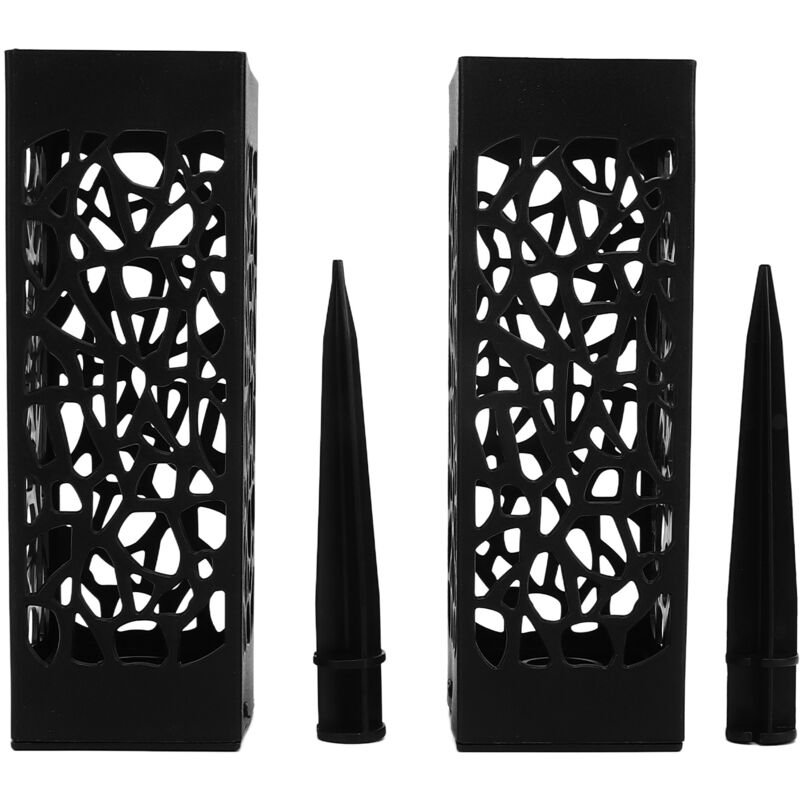 2 Pièces Vases de Cimetière Noirs Colonne Design Unique Creux Installation Facile Porte-Fleurs Tombale à Insérer au Sol