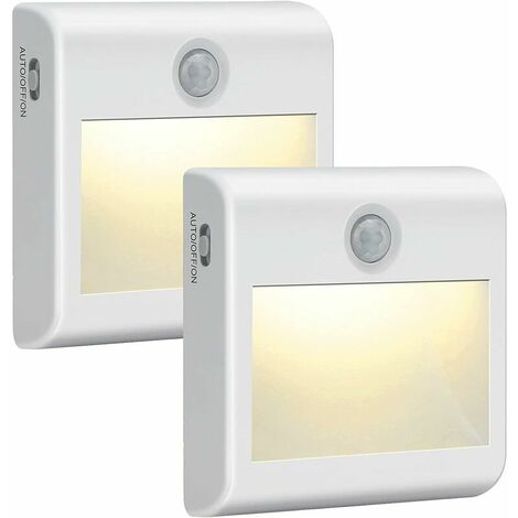 2 pièces Veilleuse LED Automatique, Polycarbonate, Blanc(blanche chaude)[Classe énergétique A++]