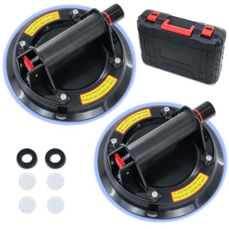 2 Pièces Ventouse Carrelage 8" Ventouse Vitre Professionnelle avec Boîte à Outils Portable.Ventouse pare Brise.Ventouse à Vide Pour soulever de Vitre.Plaques.Carrelage.Meubles.Charge 220 KG
