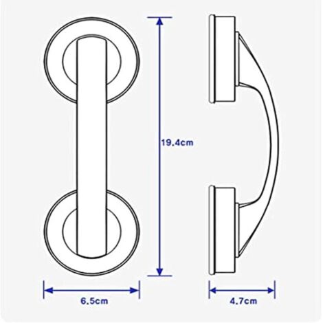 2 Pièces Ventouse Super Forte Poignée, Poignée de Porte à Ventouse Portable, Grandes Poignées de Porte et de Fenêtre en Verre, Adapté pour la Salle