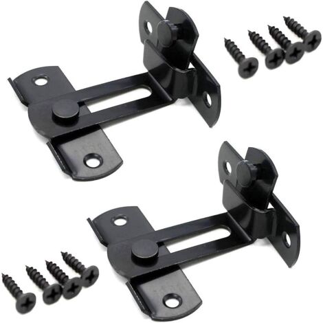 2 Pièces Verrou de Porte à 90 Degrés, Verrou de Porte à Angle Droit, Boulon Porte de Grange, pour Clôtures en Bois ou Portails Métalliques Loquet de Sécurité-Fei Yu