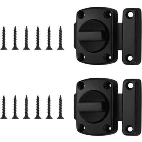 2 Pièces Verrou Loquet Porte Interieure,Durable Petit Loquet Porte Noir,Alliage de Zinc Verrou Porte Chambre Avec Vis,Tournant Petit Verrou de Porte de Sécurité,pour Applicable à Diverses Portes
