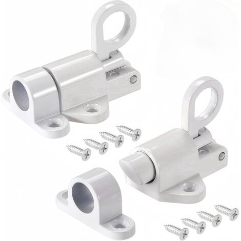 2 Pièces Verrou Porte à Rebond Loquet Porte en Alliage D'aluminium avec Vis Verrou à Ressort de Sécurité (Blanc)