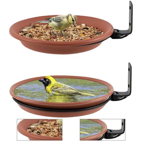 2 Pièces Vogelfutterspender Et Personnel,Pour Le Jardin,Personnel De La Balustrade D'Un Balcon,Vogelfutterhaus La Balustrade D'Un Balcon Rond Avec Support Mural