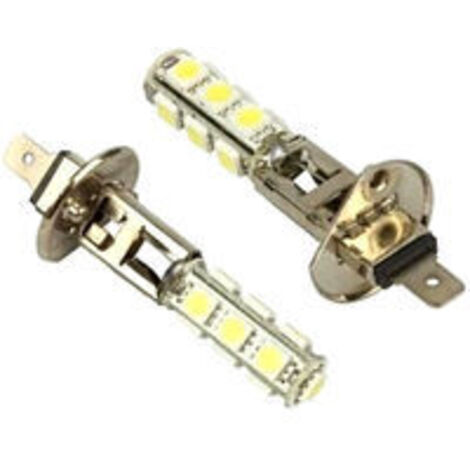 2 pièces Voiture H1 13 SMD 5050 LED tête Blanche antibrouillard Phare Ampoule de Lampe 12V, Phare d'automobile Lampe de Direction Signal de Frein feu arrière de recul (Blanc)