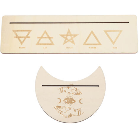 2 Pieces Wooden Tarot Card Stand Holder Stable Moon Shape and Rectangle Wooden Tarot Card Display Stand Base Type B