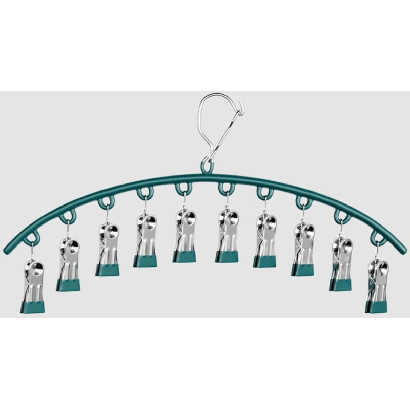 (2 pièces X 10 Clips chacun) Pivotant Coupe Vent accroche Chaussettes, Séchoir à Chaussettes en Acier Inoxydable Crochet tournant, Séchoir à sous