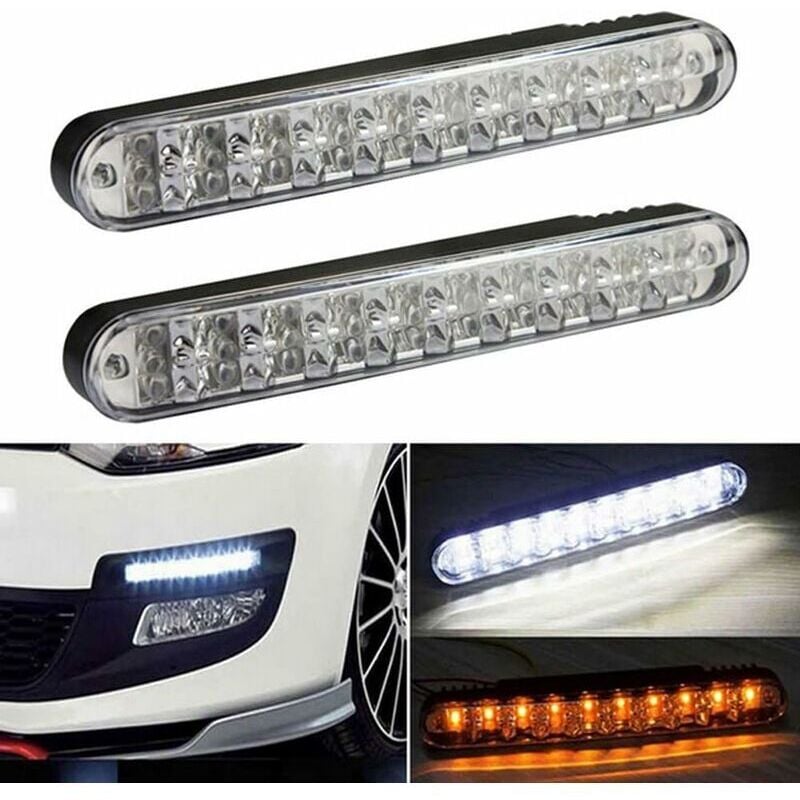 Nazalus-Vente chaude-2 Pièces x 30 LED SMD Feux de jour/auto clignotants/Daytime Running DRL TFL avec fonction clignotant en couleur jaune