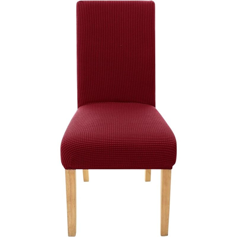 Csparkv - 2 Pièces,(Bordeaux),Housse de Chaise Jacquard Microfiber Mariage Extensible de Salle à Manger Rouge Foncé Interieur Lavable
