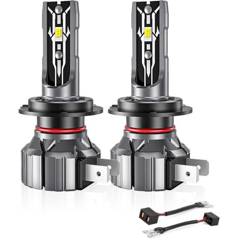 2 PiècesH7 LED Phare Blanc 6000K Ampoule de Voiture Feux de Croisement/Faisceau de Route pour Voitures et Motos
