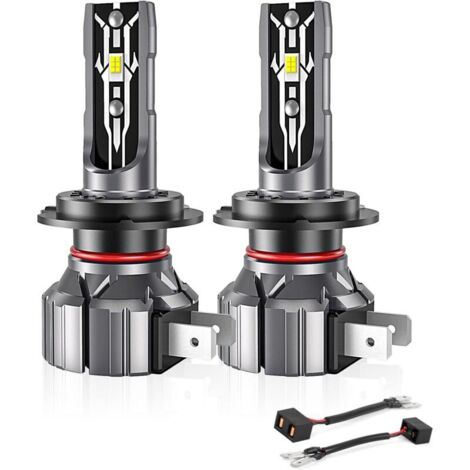 2 PiècesH7 LED Phare Blanc 6000K Ampoule de Voiture Feux de Croisement/Faisceau de Route pour Voitures et Motos