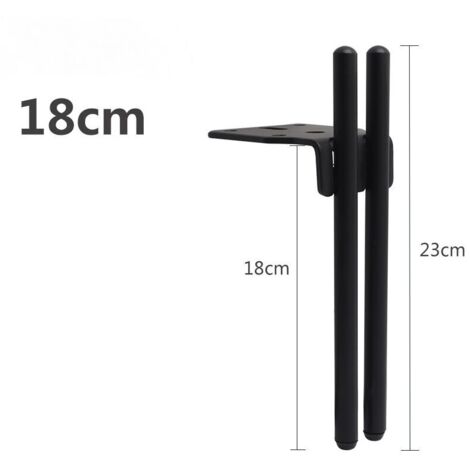2 Pieds de Meubles Metal Noir, Pied Canapé de Rechange Moderne Pied pour Table Basse de 18cm, Meuble TV, Armoire Salle de Bain av