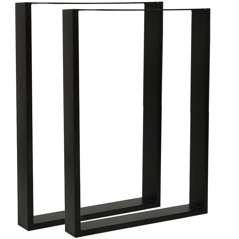 2 Pieds de table en acier vernis format rectangulaire 60x72cm, Pieds pour meubles, Pieds de table métal - Noir