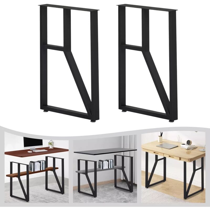 2 pieds de table pieds de meubles en métal pieds de meubles en fer noir robuste et durable pour Bureau, Salle à Manger , Bureau