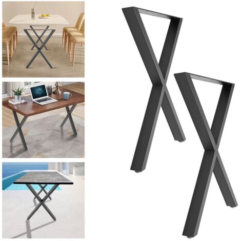 2 Pieds de table Pieds en X Pieds de meuble sur pied Capacité de poids maximale 440.92 lbs Noir