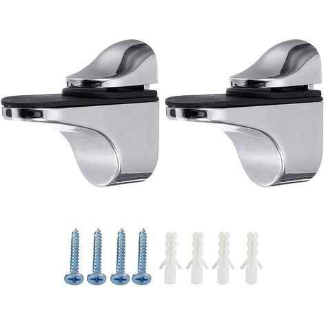 2 Pi&egraveces Bains &Eacutetag&egravere en Verre Support de Tablette en Verre Support de Tablette Stable Chrom&eacute mat Support de Plancher en Verre et Planchers de Bois Jusqu'&agrave 15 mm D'&eacu