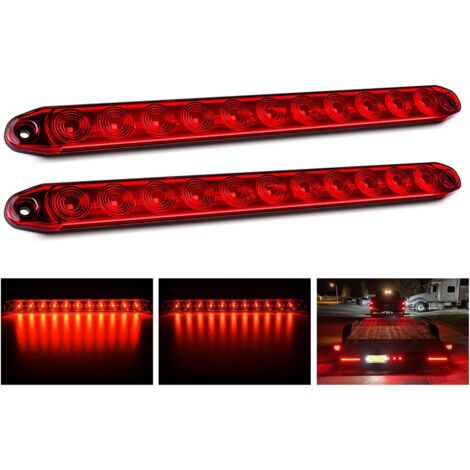 2 piezas 16 pulgadas 11 LED rojo remolque barra de luz para parada de estacionamiento intermitentes luz de freno trasera compatible con DOT IP65 impermeable para camión remolque barra de identificació
