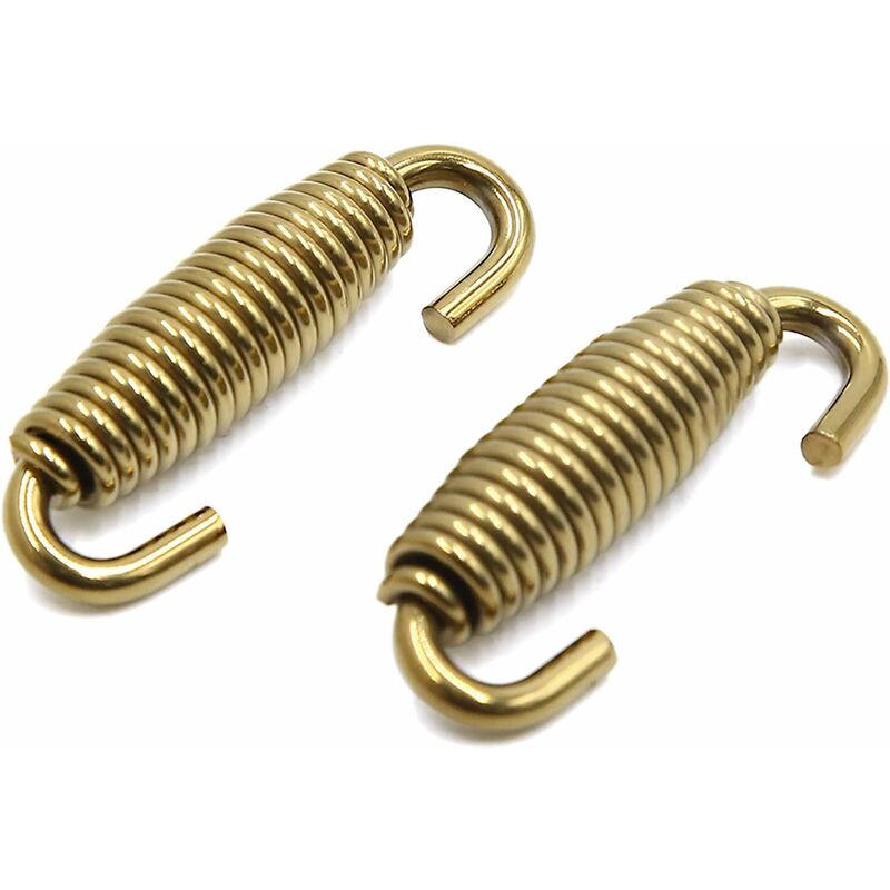 

2 piezas 55 mm acero inoxidable tono dorado motocicleta tubo de escape resortes ganchos giratorios