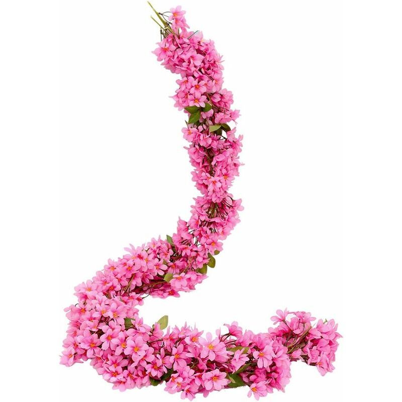

2 piezas 5.7FT Flores de cerezo de Sakura artificiales Flores colgantes Vid Fake Sakura Wreath Guirnalda oriental falsa Garland Home Garden Party