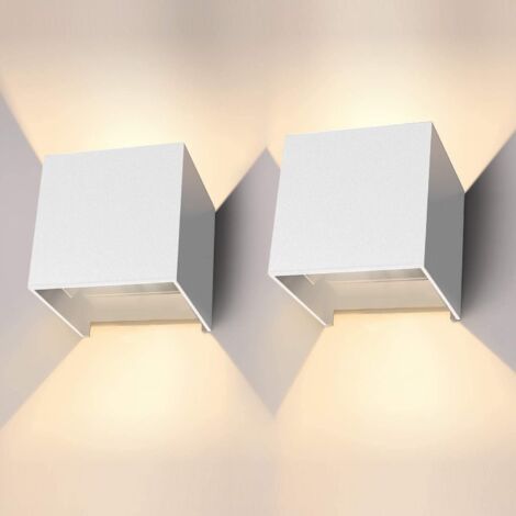 2 Piezas Aplique de Pared LED Moderna Aluminio Lámpara de Pared 12W 3000K Blanco Cálido Up and Down Regulable para Dormitorio Pasillo Salón(Blanca)
