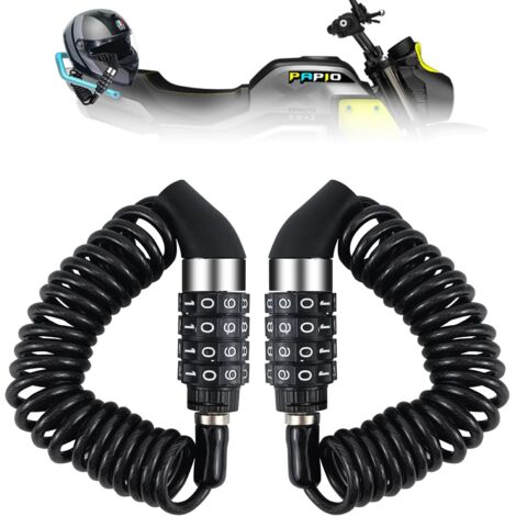 2 Piezas Candado de Contraseña Combinación Casco de Bicicleta, Multifunción Portátil Antirrobo Candado Casco Moto Pequeño, Candado de Scooter de Cable Aceropara para Motocicletas Bici Cochecito