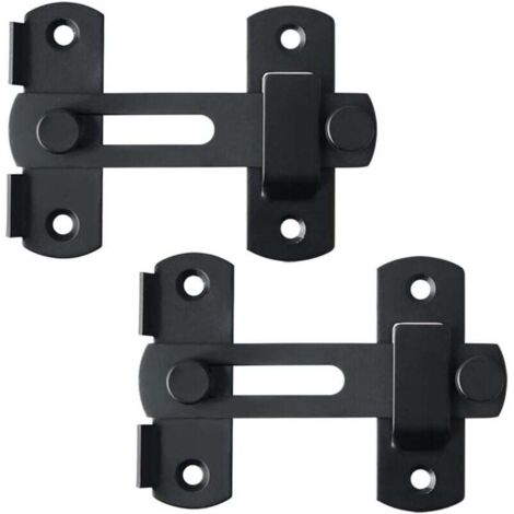 (2 piezas) Cerradura de puerta corrediza, pestillo de palanca, hebilla, perno de bloqueo con tornillos, acero inoxidable negro mate