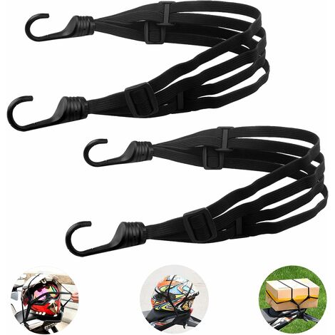2 Piezas Correa de Equipaje con Doble Gancho para Bicicleta Motocicleta, Portaequipajes Elástico con Tensor Ajustable, Tensor Plano con Ganchos Accesorio para Motocicleta Bicicleta Equipaje (60+90 cm)