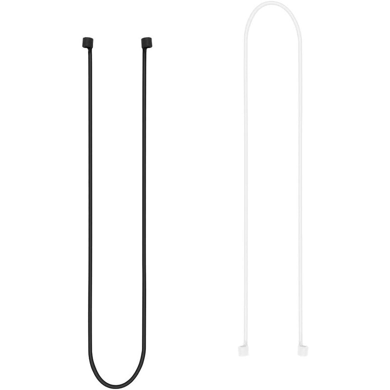 

2 piezas de auriculares con cable antipérdida, funda de silicona y conector de cable con banda para el cuello para auriculares inalámbricos, blanco y