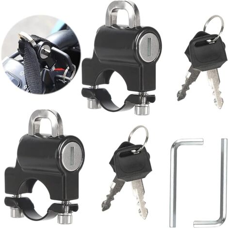 2 piezas de bloqueo de casco de motocicleta, bloqueo de casco de motocicleta con 4 llaves, bloqueo de casco de motocicleta, bloqueo de seguridad para casco de manillar de 22-28 mm, bloqueo de casco pa