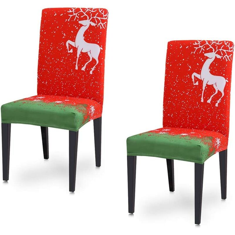 2 piezas de fundas para sillas navideñas impresas, adecuadas para Navidad, fiestas, hoteles, bodas
