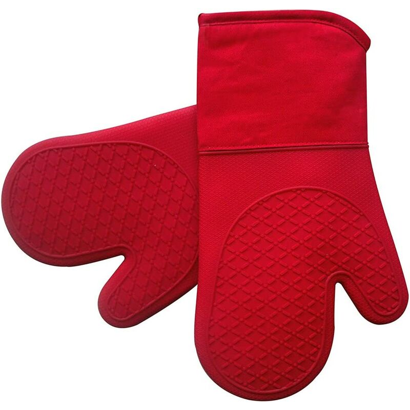 

2 piezas de guantes de cocina con cáscara de silicona para calentar guantes de horno con inserto de algodón para barbacoa juego de cocina parrilla