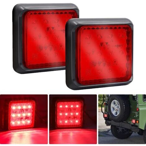 2 piezas de luces LED para remolques, luces LED cuadradas para remolques 24 V, luces blancas de freno, luces traseras y luces antiniebla para camiones/remolques/caravanas/tractores/automóviles, rojas