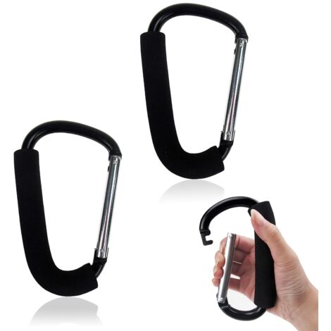 2 piezas de mosquetones de sujeción grandes de metal negro con gancho de clip de aleación de aluminio para acampar, hebillas de resorte de 16 x 10 cm para sujetar bolsas de compras, bolsas de almacena