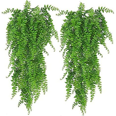 2 plantas falsas de helecho de Boston, planta falsa para colgar en la  pared, decoración de boda al aire libre para el hogar