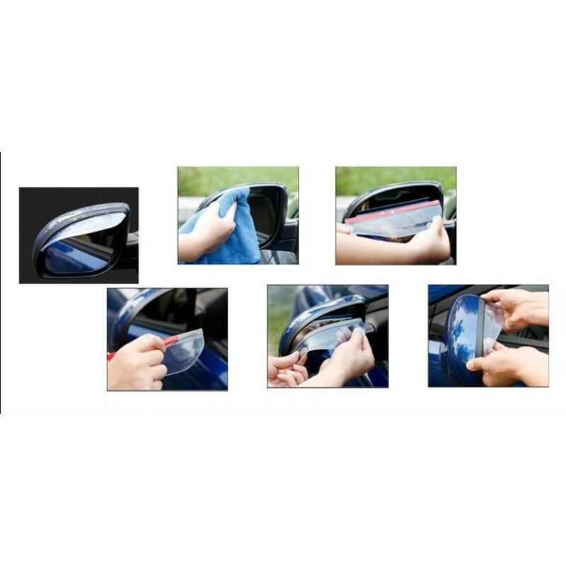 

Asupermall - 2 piezas de PVC flexible espejo retrovisor de coche sombra de lluvia cuchillas a prueba de lluvia negro,negro