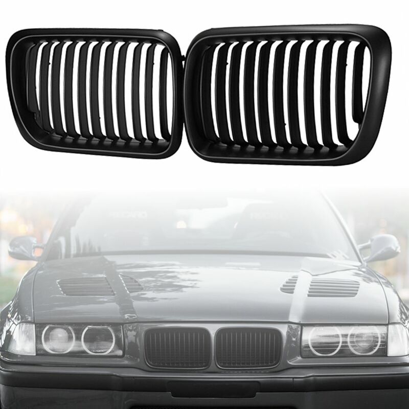 

2 piezas de rejilla delantera negra de riñón ABS para BMW E36 3 Series M3 1997-1999