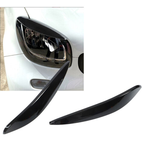 2 piezas de repuesto para faros delanteros izquierdo y derecho ABS para Benz Smart 453 Fortwo Forfour 2015-2020, color negro brillante