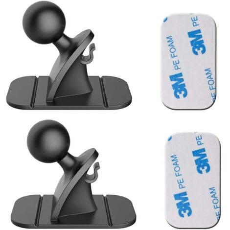 2 piezas de rótula universal de 17 mm con base adhesiva 3M para soporte de teléfono de coche (negro)