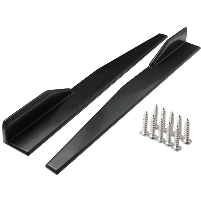 

Asupermall - 2 piezas falda lateral divisores basculantes difusor Winglet alas parachoques kit de estilo de carroceria de coche negro, Negro