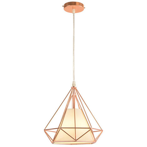 2 Piezas Lámpara Colgante de Metal Estilo Vintage, Iluminación Colgante Luz Lámpara de Techo Interior para Cocina, Sala, Comedor, Dormitorio Oro Rosa