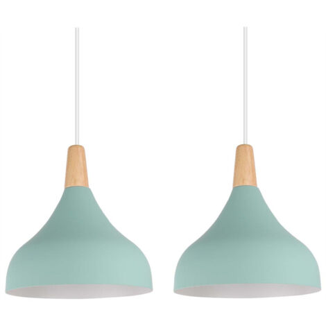 2 Piezas Lámpara Colgante Vintage Lámpara de Techo Interior Luz Colgante Metal para Cocina Dormitorio Verde