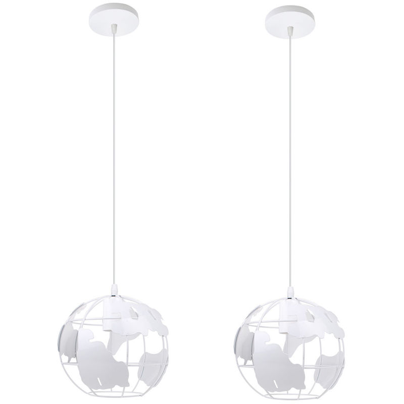 

2 Piezas Lámparas de Colgar de Forma de Globo Vintage Lámpara de Techo de Metal Creativo Lustre Industrial para Dormitorio Cafe Bar Blanco