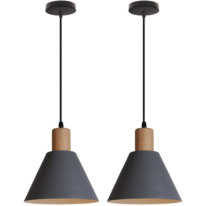 

(2 Piezas) Lámpara de Techo de Estilo Retro, Colgante de Luz Moderna, Lustre Nórdica, Luz Colgante Minimalista (Gris) para Accesorios de Iluminación
