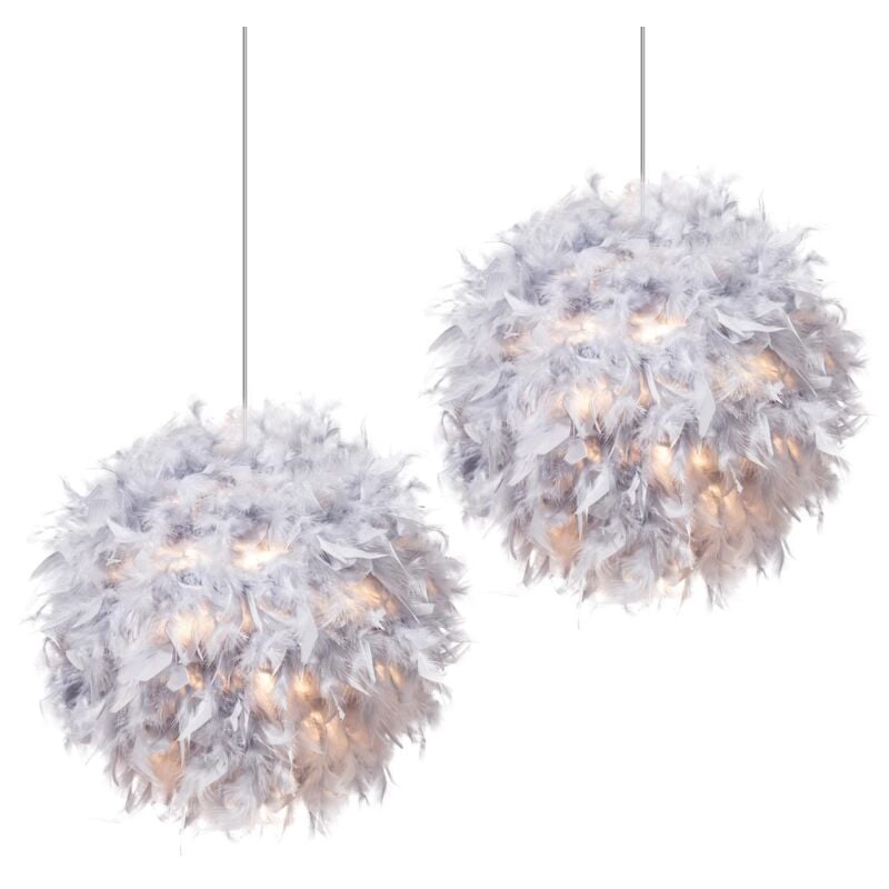 

Wottes - 2 pcs lámpara colgantes decorativa metal, decoración iluminación ajustable E27 luz colgante, Blanco - Blanco