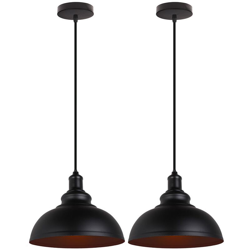 

2 piezas lámparas colgantes industrial retro , lámpara suspensa negra de metal rústico - negro